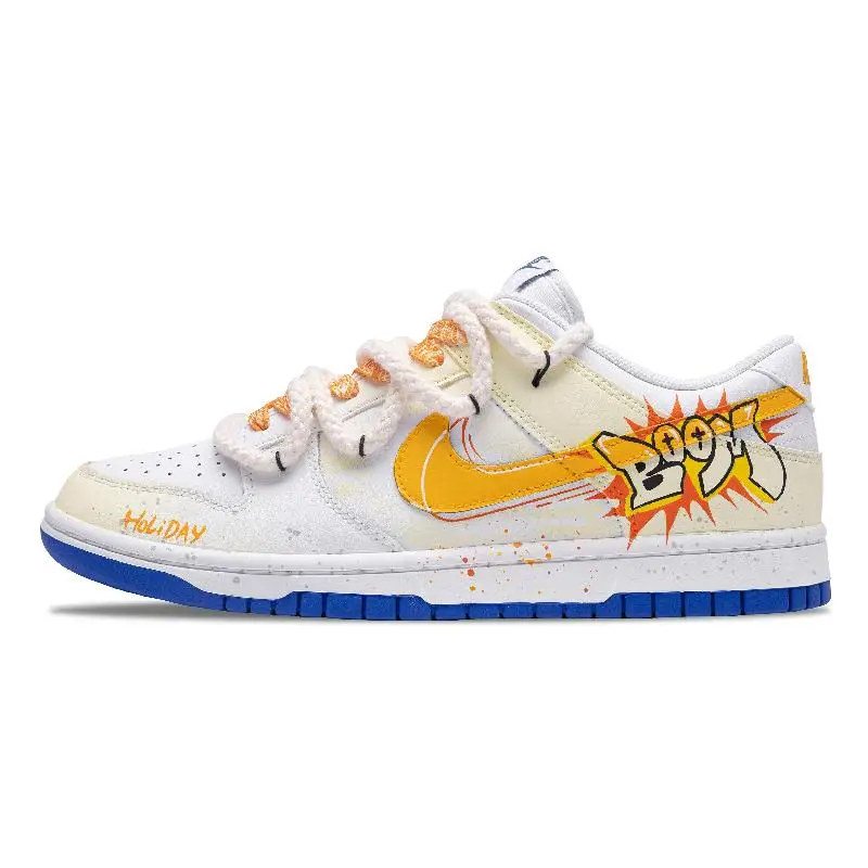【Настроить】Nike Dunk Обувь для скейтбординга Мужские низкие белые/желтые/оранжевые кроссовки DV0831-104