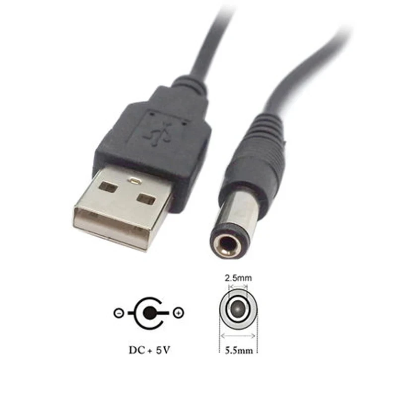 Фото Черный Угловой 90 USB штекер-Штекер кабель питания постоянного тока 5,5*2,5 мм 3,5*1,35 мм ПРИБЛИЗИТЕЛЬНО 5,5*2,1 мм Удлинительный USB-кабель 0,8 м №4