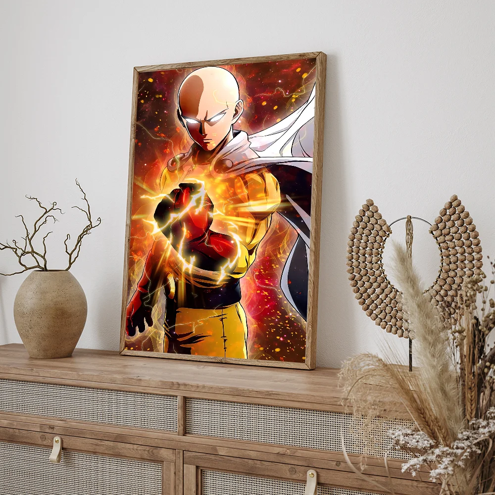 Фото One Punch Man Saitama Anime Posters Sticky Decoracion Painting Wall Art White Kraft Paper Wall Decor №3