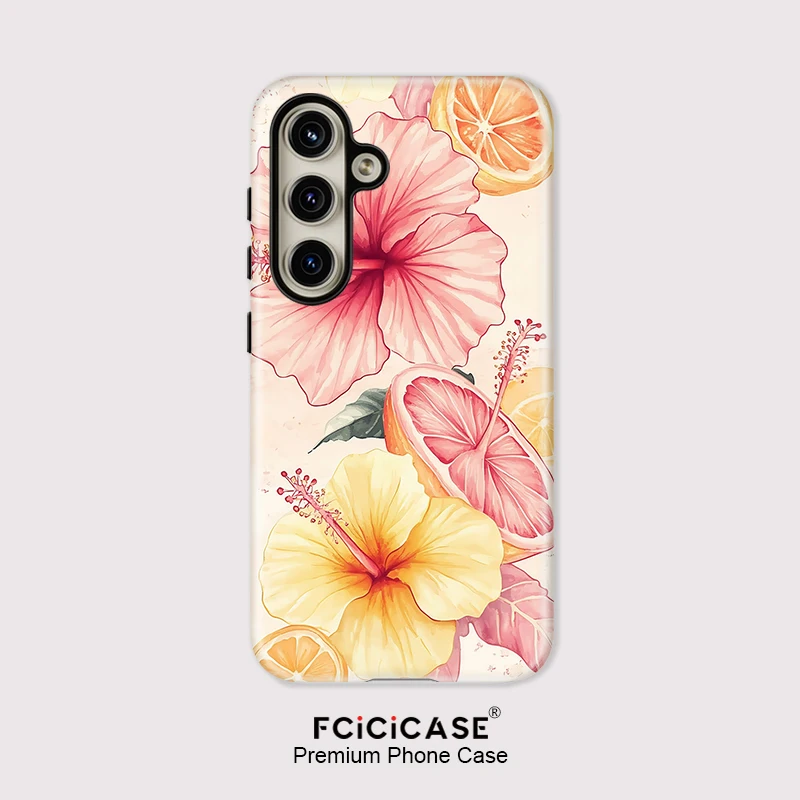 Чехол для телефона Fcicicase для Samsung Galaxy A36 A26 A26 A26 A16 A56 5G, силиконовый цветок оранжевого цвета, двухслойный противоударный матовый чехол