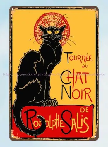 Металлический жестяной знак с черной кошкой Le Chat Noir, идея дизайна интерьера для спальни