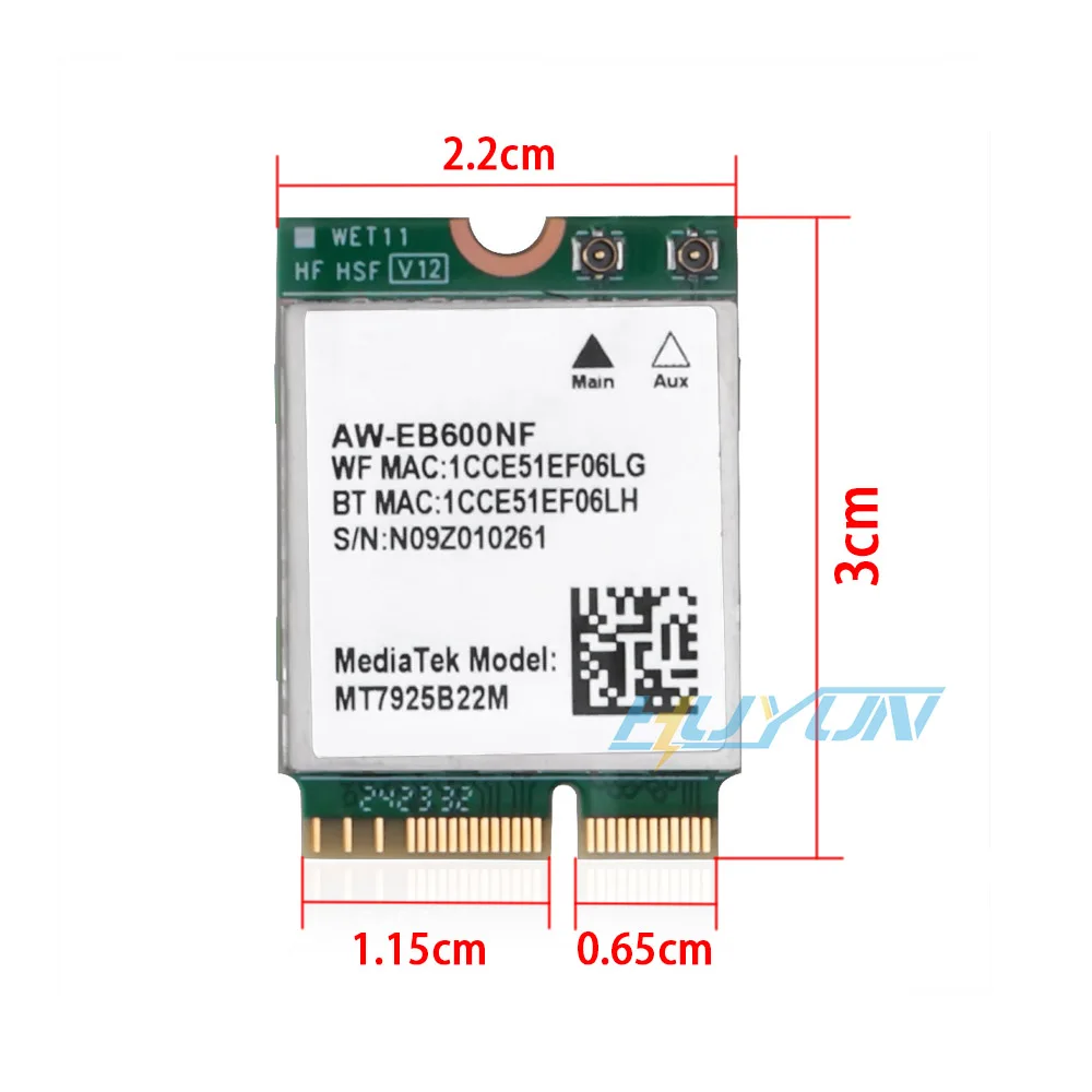 Фото 7-дюймовая трехдиапазонная Wi-Fi Bluetooth-карта M.2 NGFF MTK7925 с внутренними антеннами №4