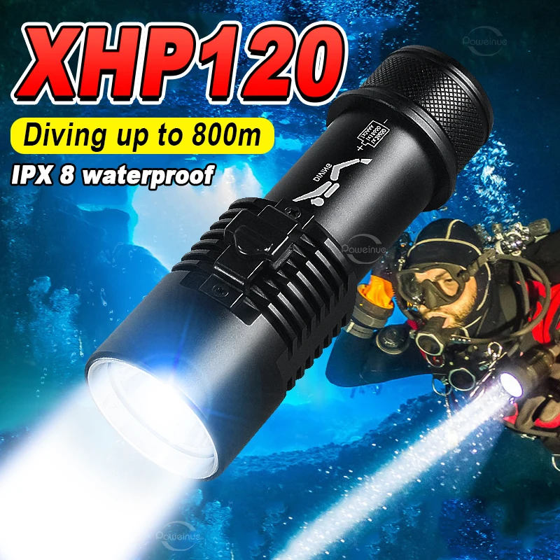 Мощный Светодиодный Фонарик Для Дайвинга Xhp120