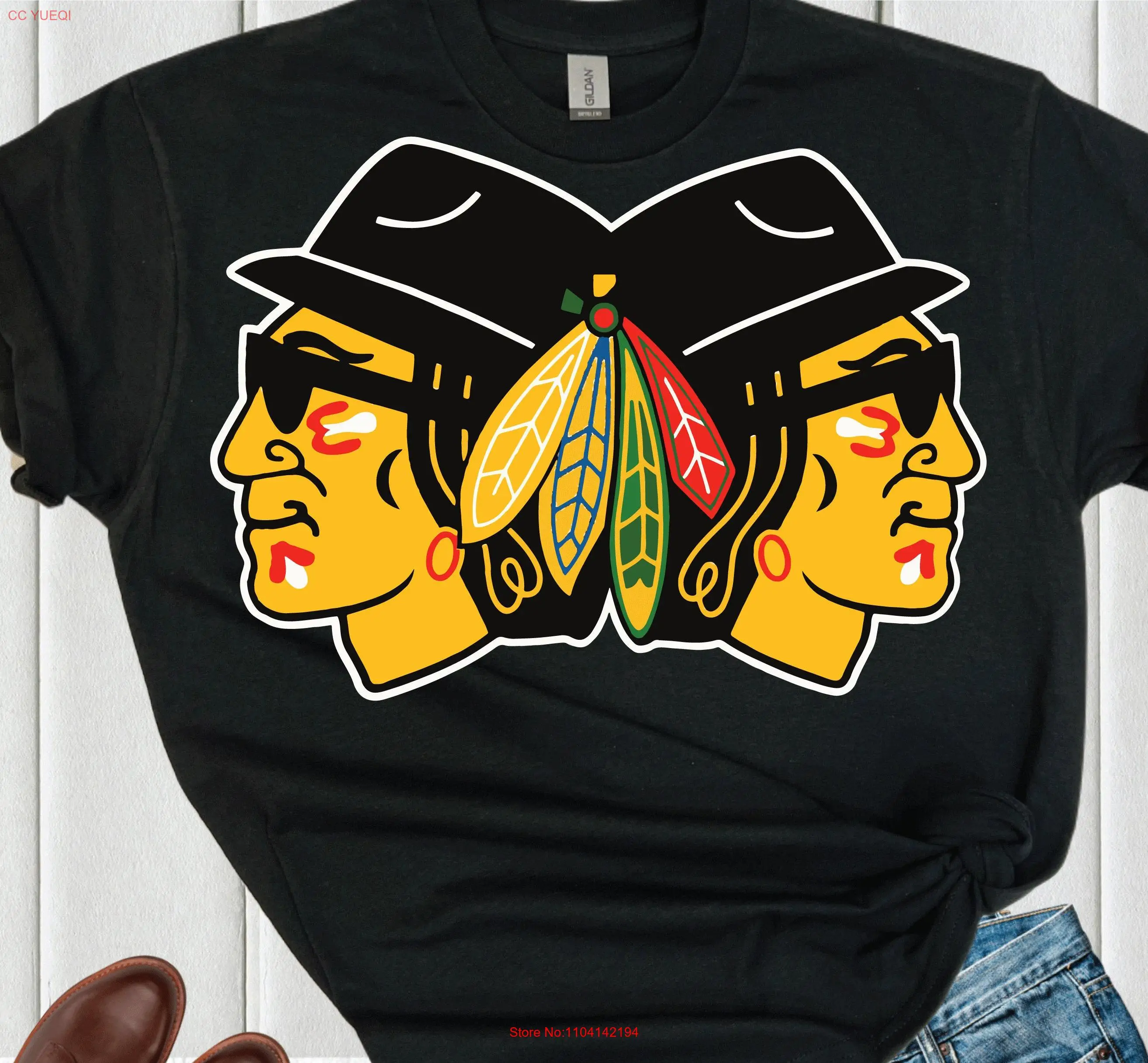Футболка с длинным или коротким рукавом команды Chicago Блюз братья Hawks