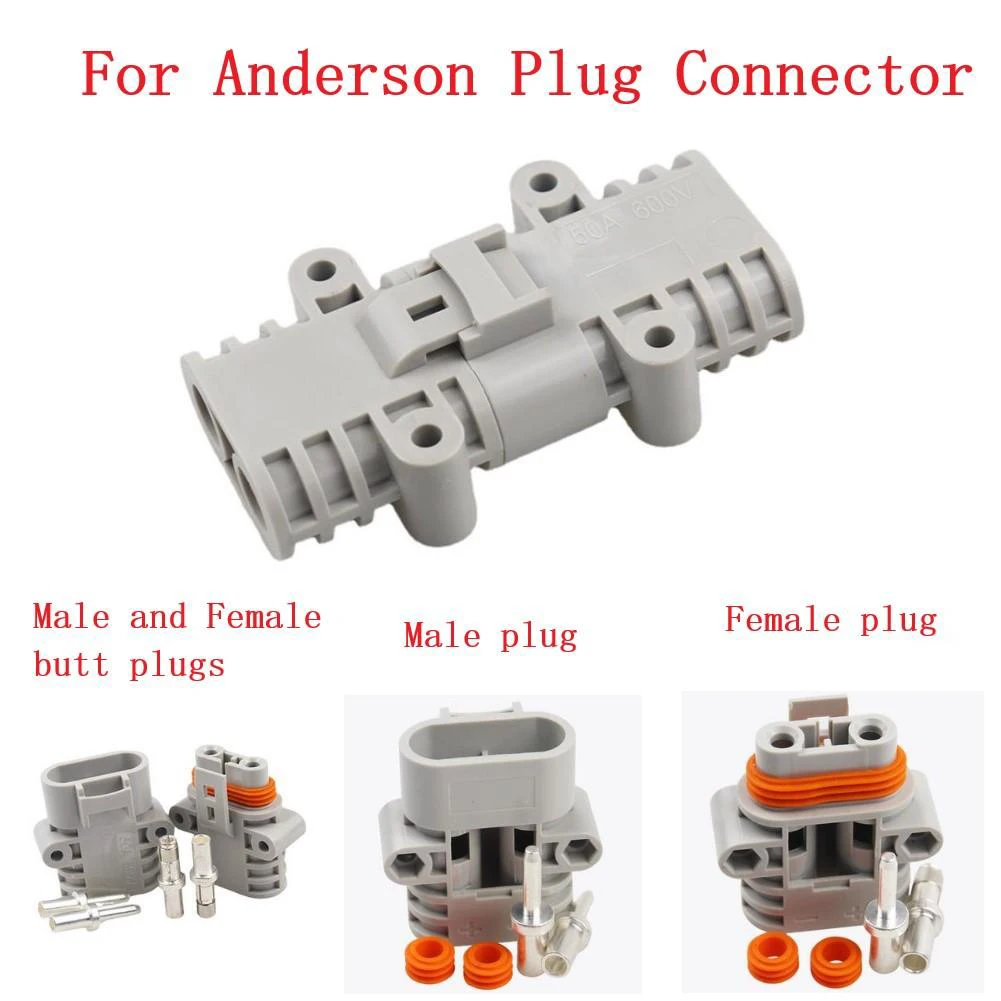 Пара серых силовых соединителей для вилочного погрузчика Anderson 50 Amp 600V 6 AWG, соединитель провода, соединитель солнечной панели, соединитель