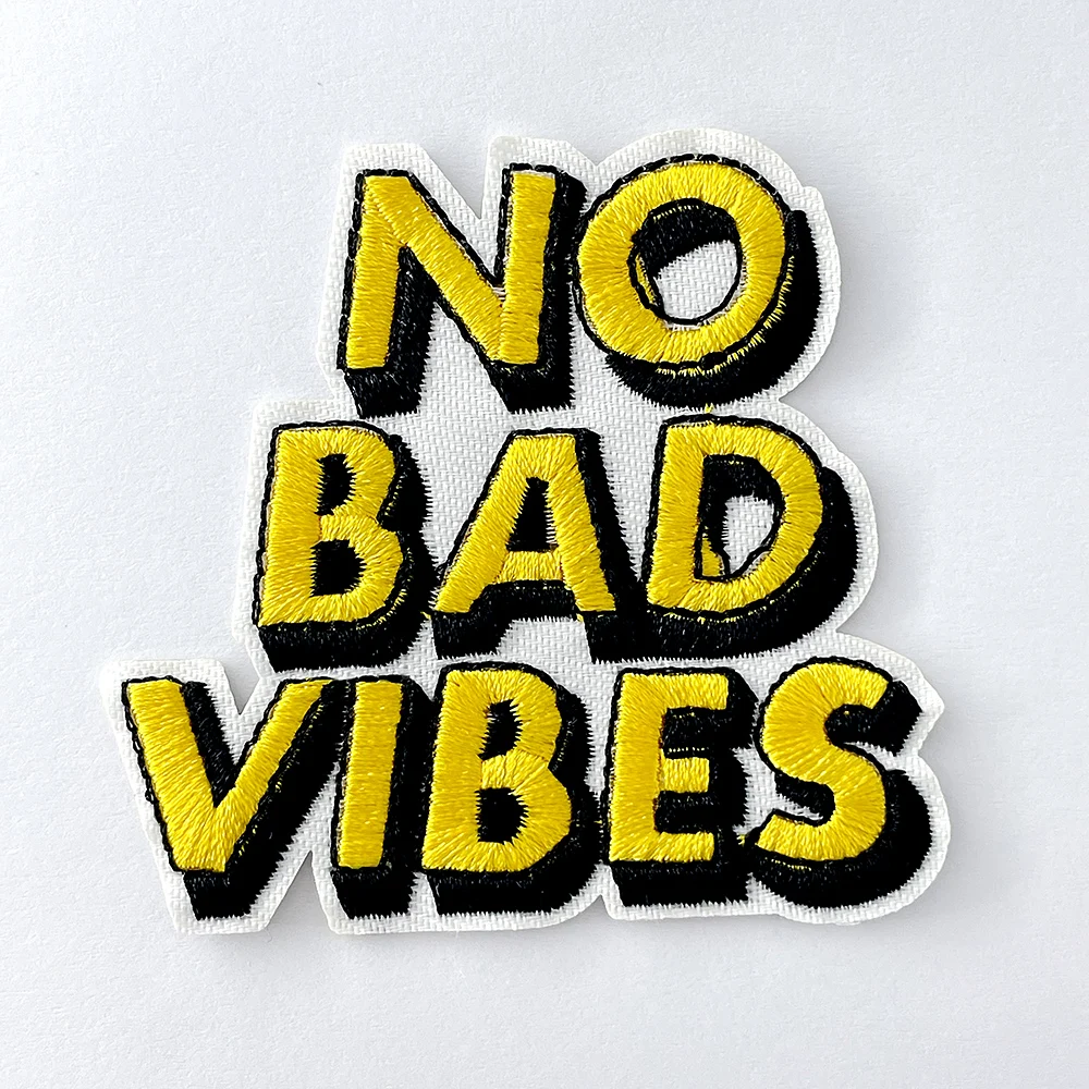 Нашивка NO BAD VIBES, вышитые утюг на заплатках для ремонта одежды, наклейки с отверстиями, аппликации для одежды, переносные аппликации