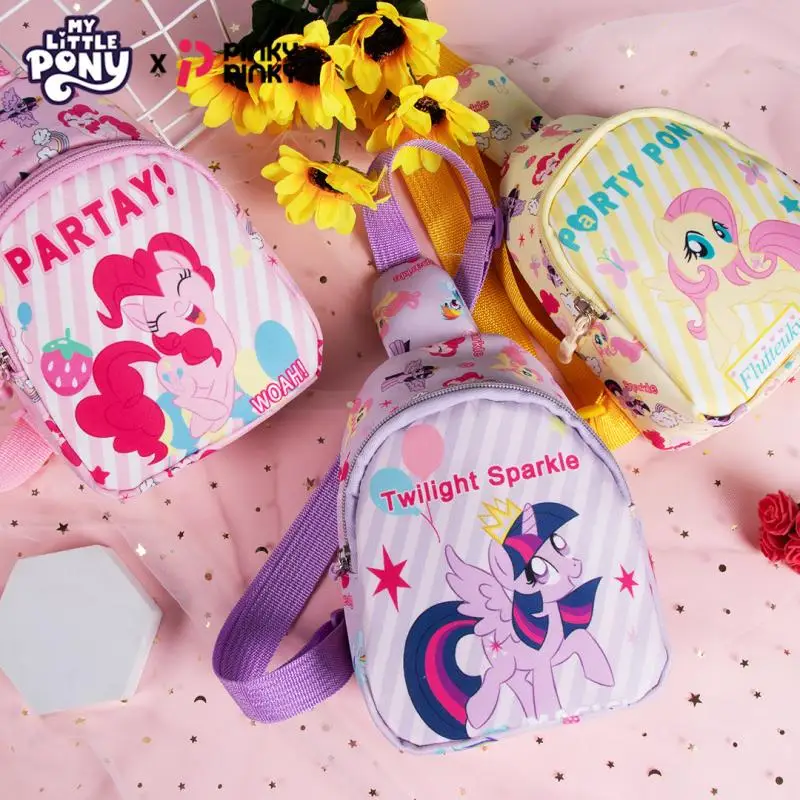 Фото Сумка My Little Pony Kawaii Pinkie Pie, сумка через плечо, милый мультяшный нагрудный рюкзак, модные рюкзаки, подарок для друзей №2
