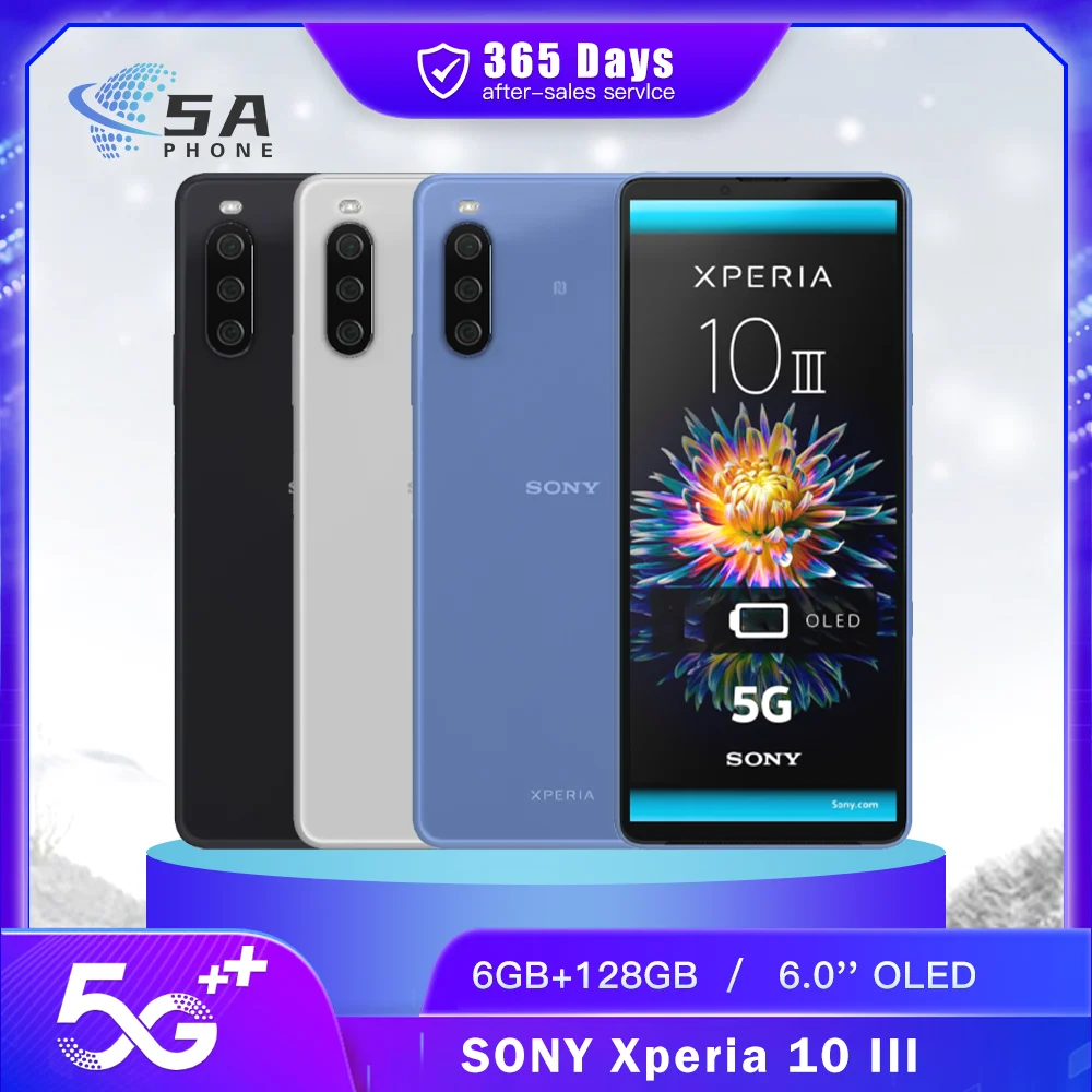 Оригинальный мобильный телефон Sony Xperia 10 III 10III XQ-BT52 5G NFC 6 ГБ + 128 ГБ 6,0 