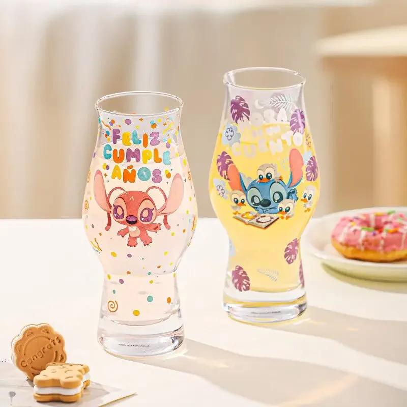 Фото Disney Stitch Angel, милая и милая креативная мультяшная чашка для мужчин и женщин, новая простая стеклянная чашка для воды, устойчивая к высоким температурам №2