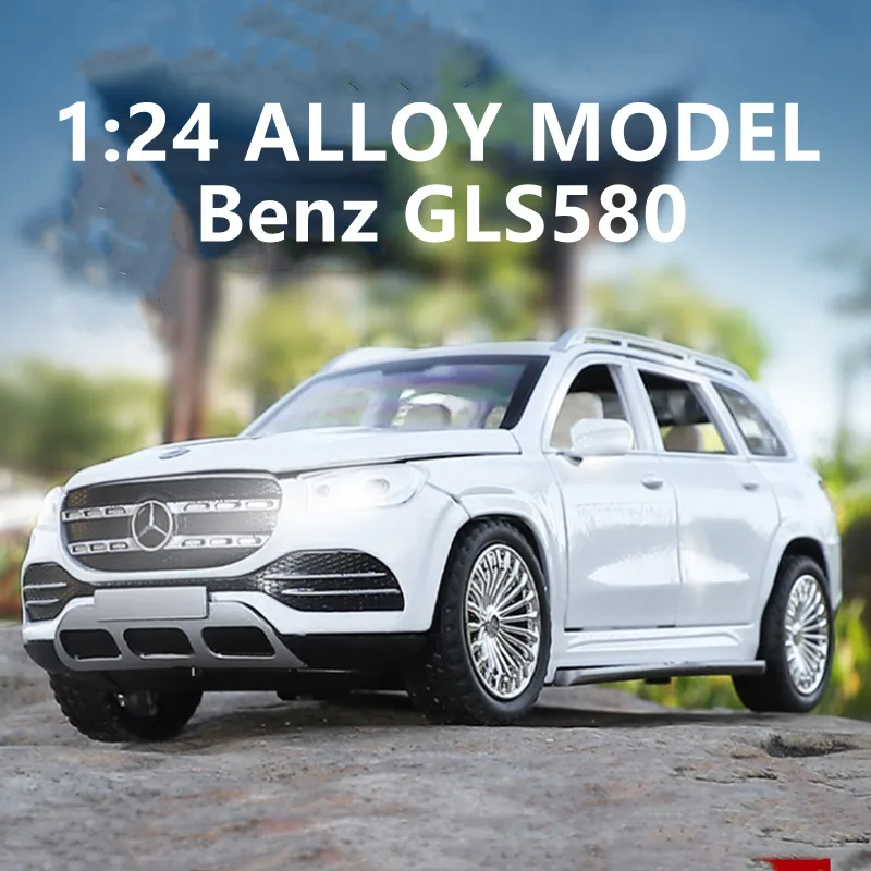 Модель внедорожника из сплава 1:24 BenzGLS GLS580, модель литая фотомодель автомобиля, коллекционная игрушка, подарок