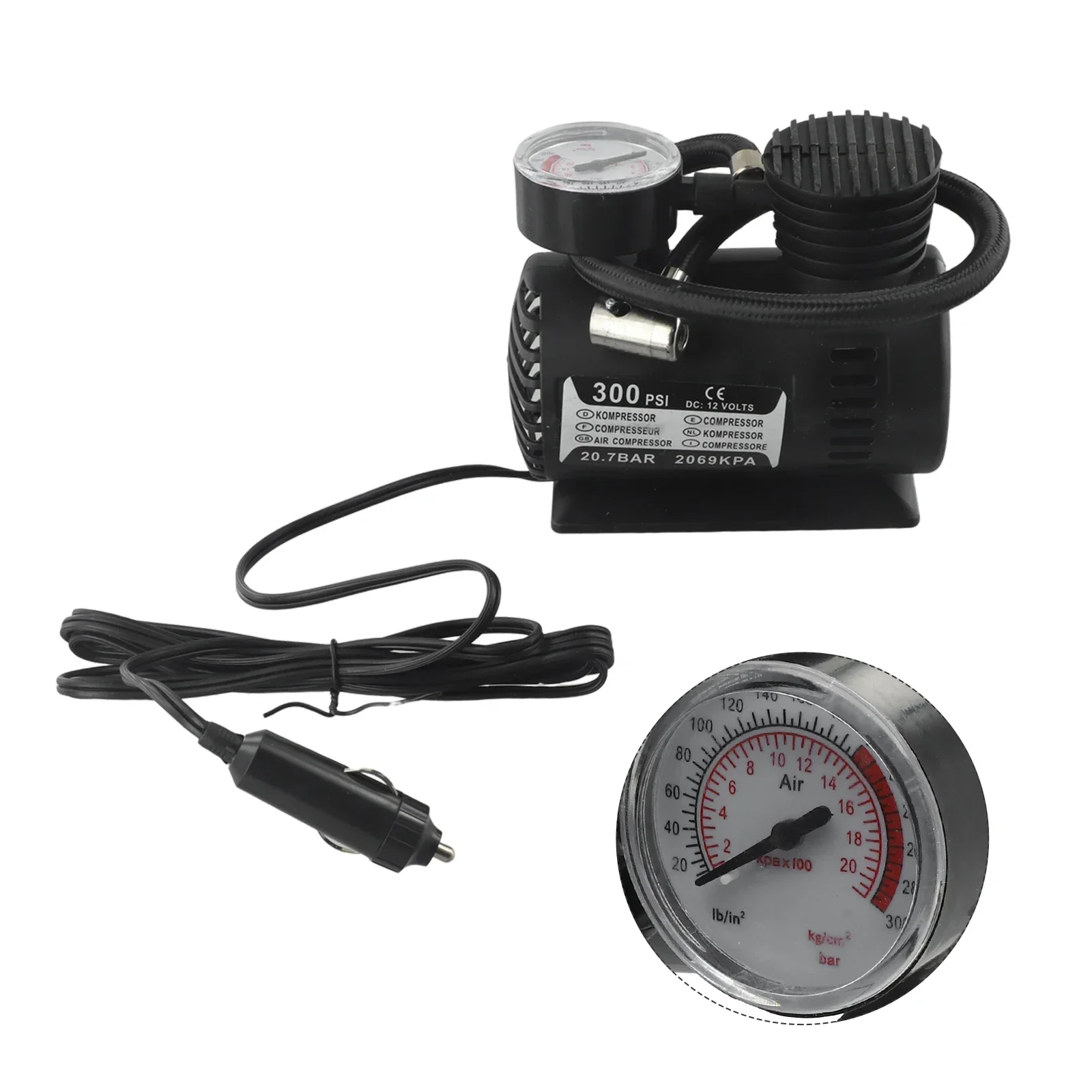 Фото Авто Мотоцикл Портативный Psi Металл ABS PSI Воздушный Компрессор Мяч Игры Легкие Устройства Мотоцикл Давления Воздуха №2