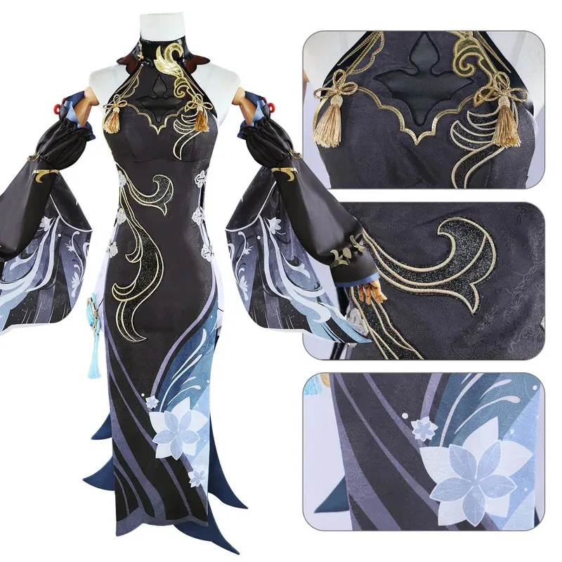 Genshin Impact Frostflower Dew Shenhe Косплей Костюм Парик Униформа Аниме Костюмы для Хэллоуина Женский Наряд Игрового Персонажа