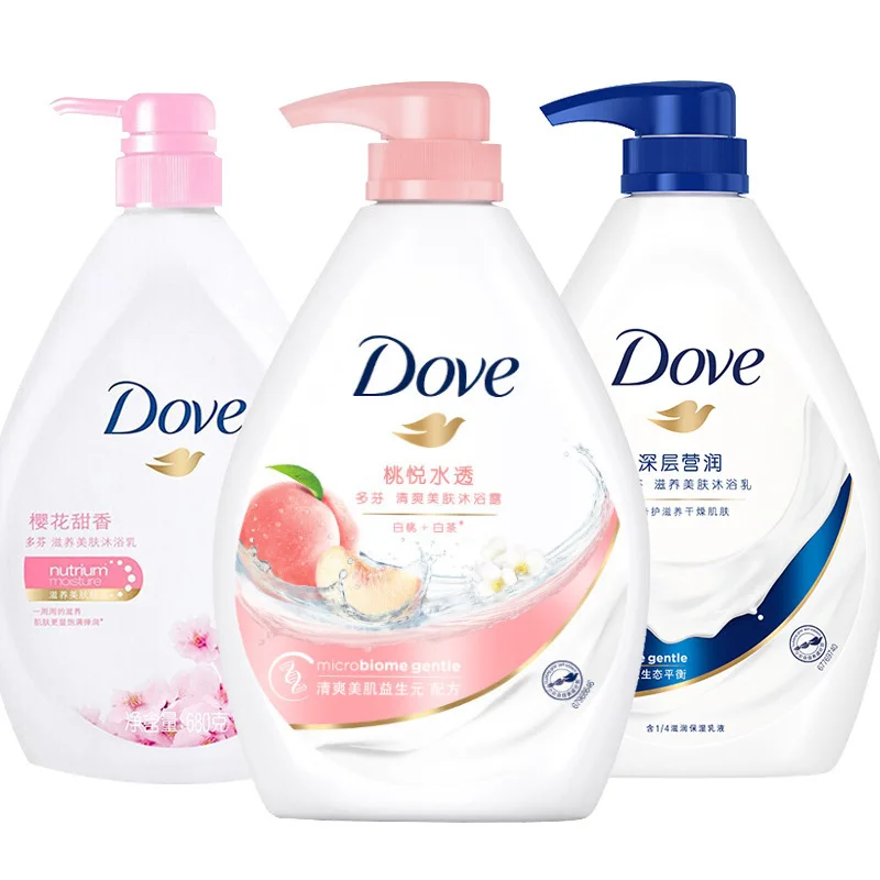 Гель для душа Dove Dove, пена, молоко, стойкий аромат, мужской и женский аромат вишни, персик, фруктовый аромат, 550 г