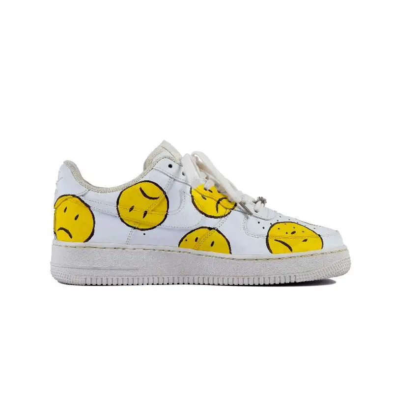 Фото [На заказ Обратный улыбающееся лицо] Nike Air Force 1, обратный смайлик, покрытие, нескользящий амортизирующий баланс, низкий верхний конь №2