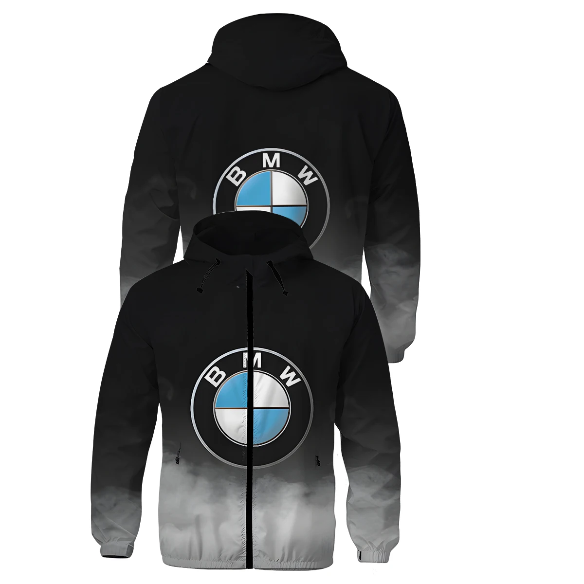 Фото Куртка BMW, свободный и удобный топ с капюшоном, крутая повседневная куртка на молнии с 3D принтом, подходит для модных мужчин на выход, №4