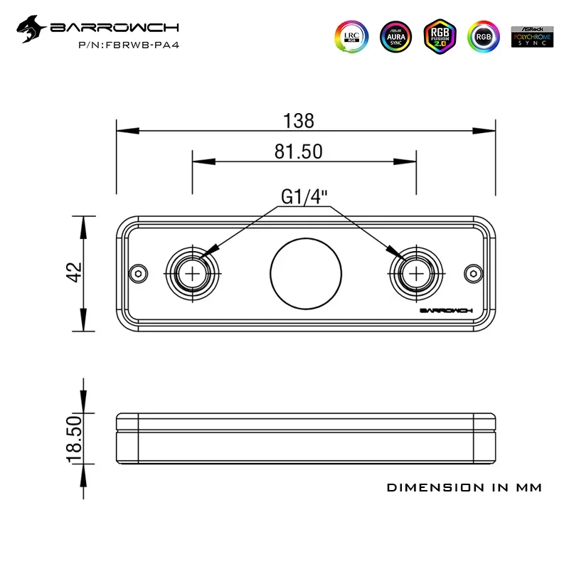 Фото Радиатор оперативной памяти Barrowch DDR5 DDR4, 5 В, RGB №2