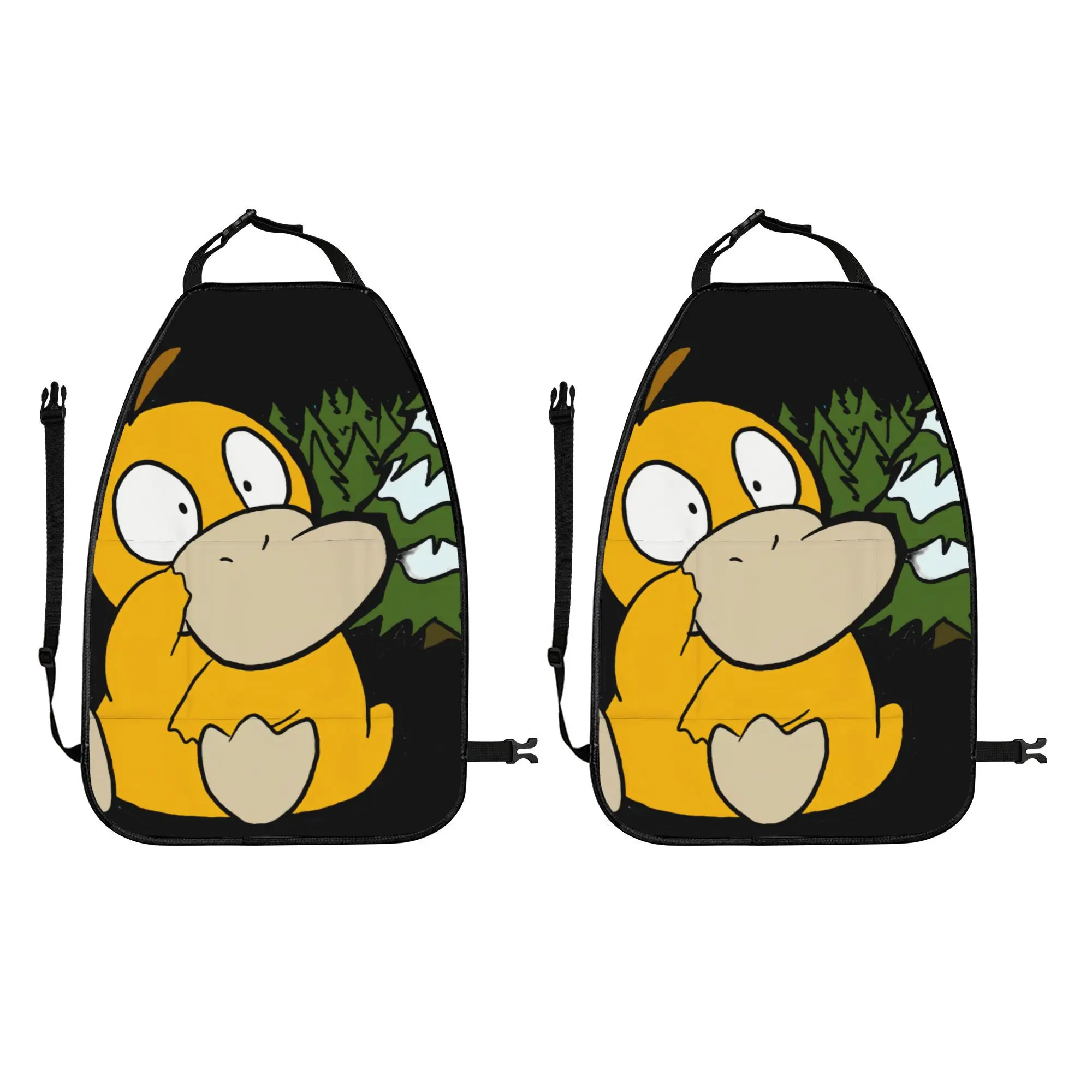Фото Psyduck автомобильное сиденье на спинку, противоударная накладка с героями мультфильмов, милая креативная кожаная автомобильная антигрязная противоударная накладка, товары для интерьера, №2