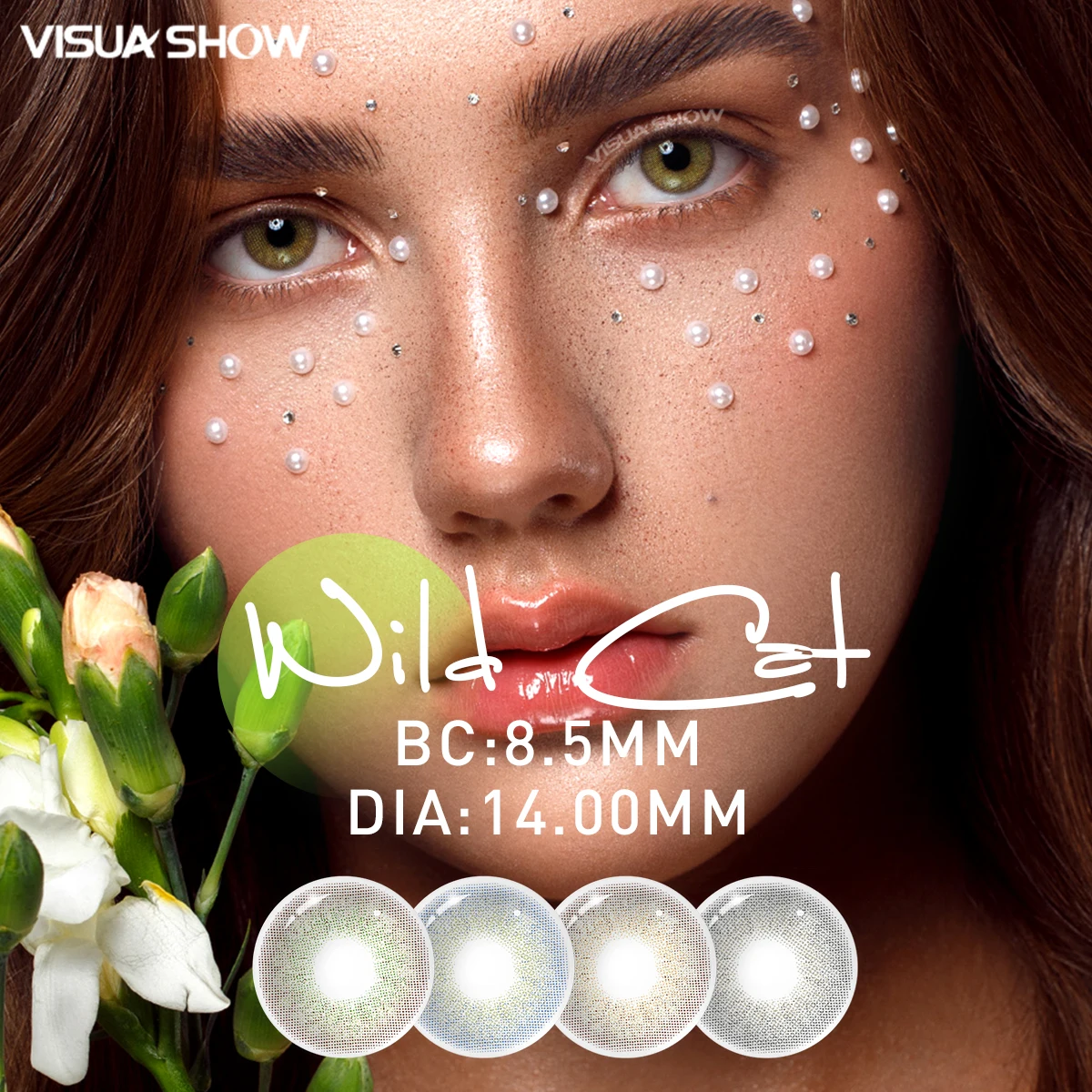 Контактные линзы для близорукости VISUASHOW Wild Cat, 2 шт., с диоптриями от-1,00 до-10,00, синие, коричневые, натуральные цвета, контакты цвета ed Eyes ученик...