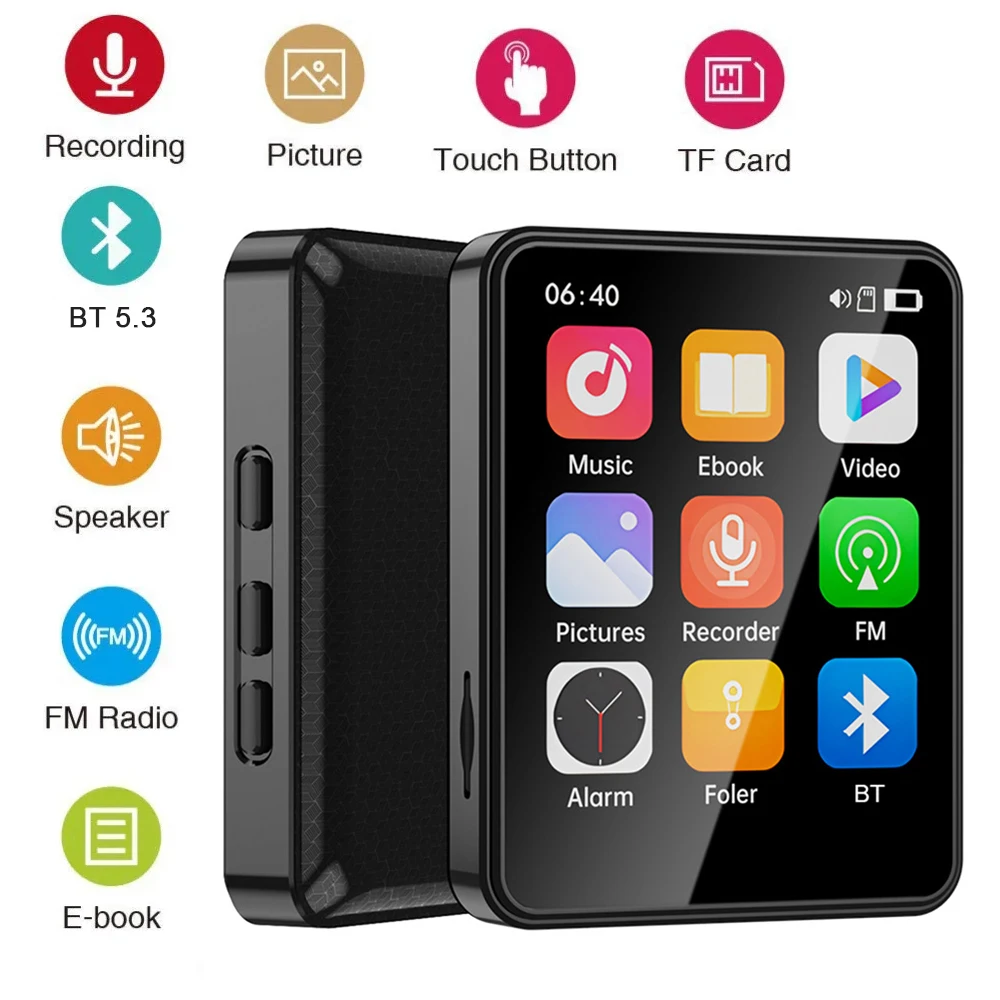 2,4-дюймовый MP3-плеер, полноэкранный сенсорный MP4, поддержка Bluetooth, Hi-Fi музыкальный плеер, встроенный динамик с электронной книгойFMрадиовидео (art.: 3920cf56cf6b9) - 3920cf56cf6b9