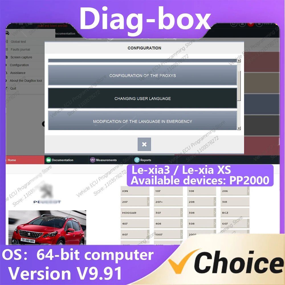 Диагностика PP2000 Diag-box V9.91 Виртуальная машина Прямая установка Citr-oen / Pe-oeot / D - S Автомобили / Op-el Многобрендовый адаптивный модуль Удаленное кодирование