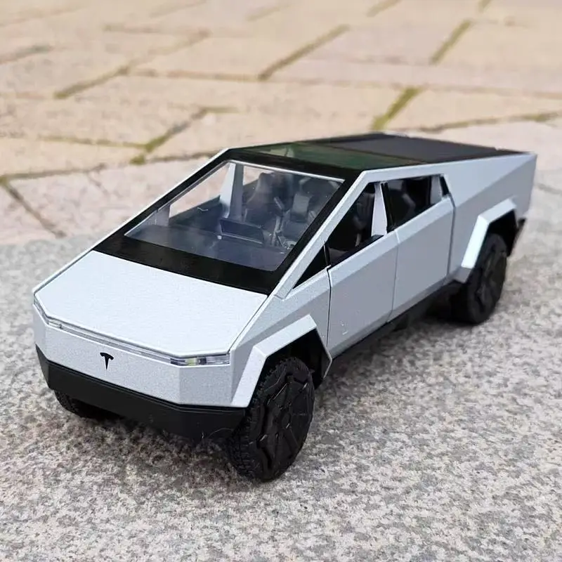 1:32 Tesla Cybertruck Пикап, модель автомобиля из сплава, литая под давлением игрушечная машина, звук и свет, имитация автомобилей, модель игрушки в подарок (art.: 3920cd041861f) - 3920cd041861f