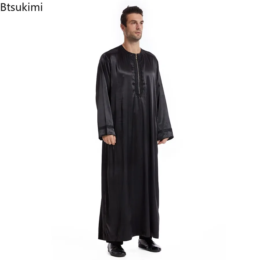 Фото 2025 Мусульманское платье с длинным рукавом Daffah Jubba Thobe, Саудовская Аравия, кафтан, халат, исламская одежда, Дубай, Ближний Восток, Абая, кафтан, платье №4