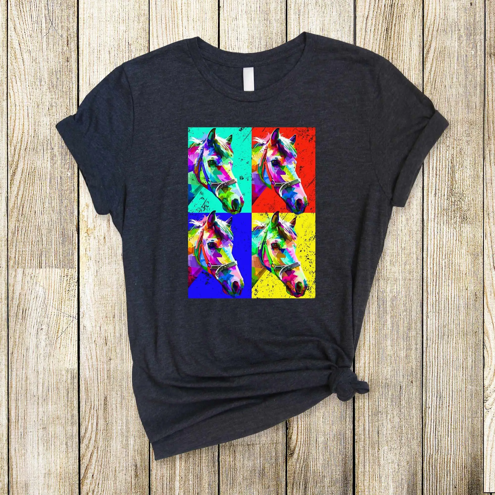 Футболка Pop Art с рисунком лошади, фермы, животных, влюбленных, забавная, для верховой езды