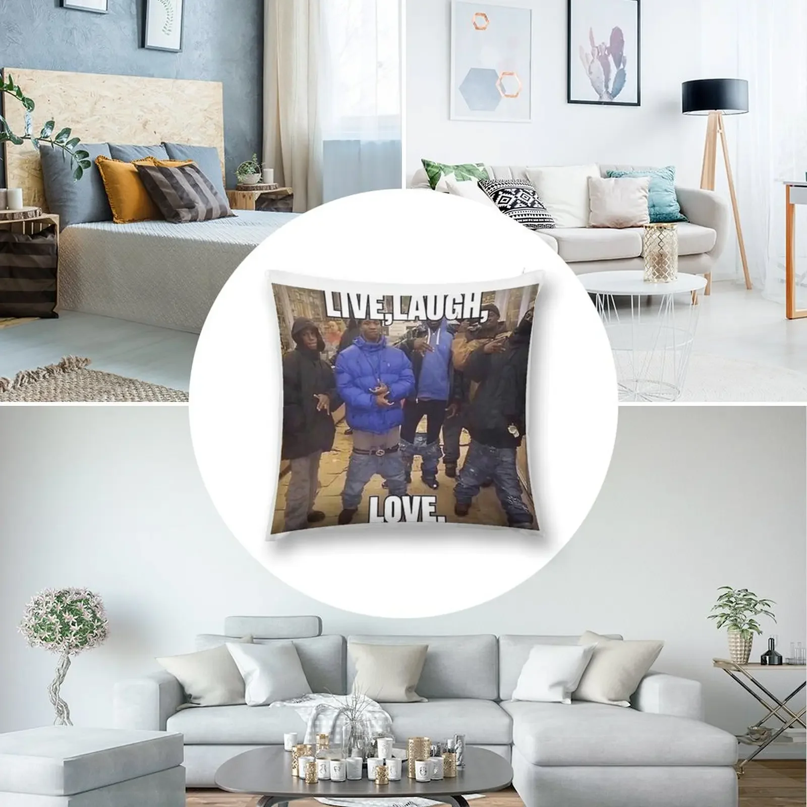 Фото Подушка Live Laugh Love Meme, декоративные подушки для роскошных диванных подушек, роскошные декоративные наволочки, подушка №5