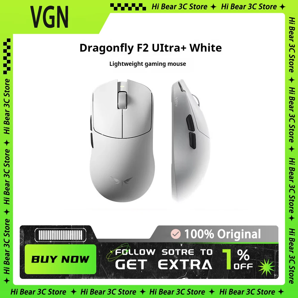 Легкая беспроводная мышь Vgn Dragonfly F2, подходящая для игр, киберспорта, три режима подключения, датчик Paw3395/3950, эргономичный дизайн