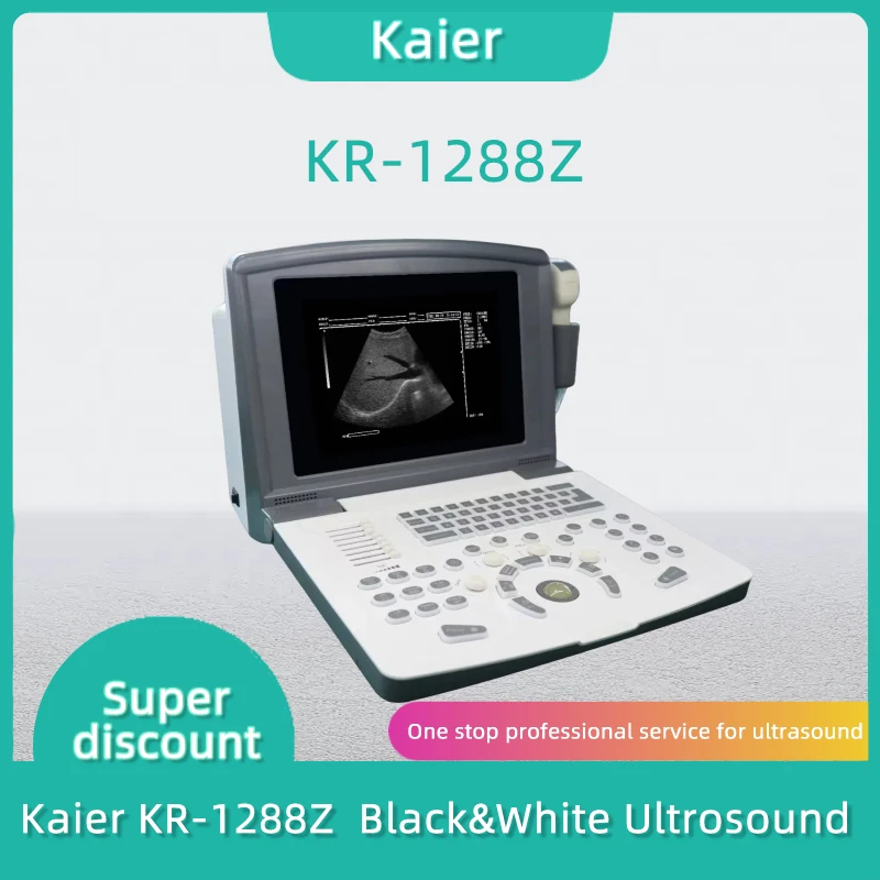 Черно-белый ультразвуковой портативный аппарат Kaier KR 1288Z с одним зондом, 10-дюймовым экраном для человека или ветерина