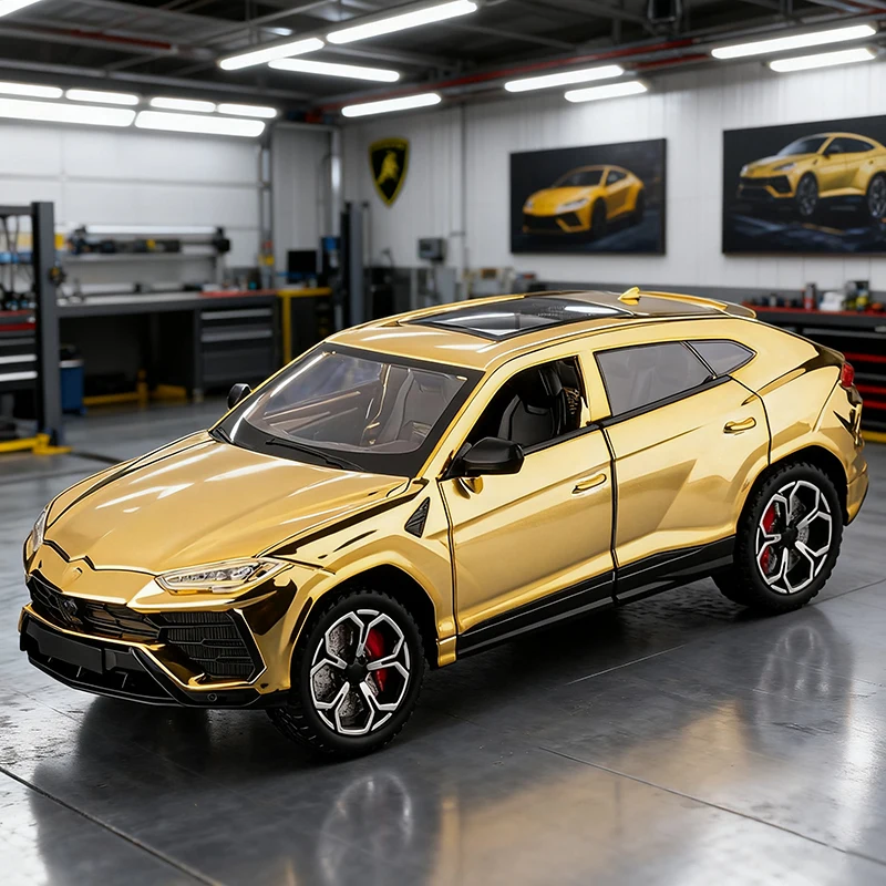 1:24 Lamborghini URUS Bison SUV, модель автомобиля из сплава, игрушечный автомобиль, литье под давлением металла, звуковой и световой автомобиль, игрушки для детей, автомобиль