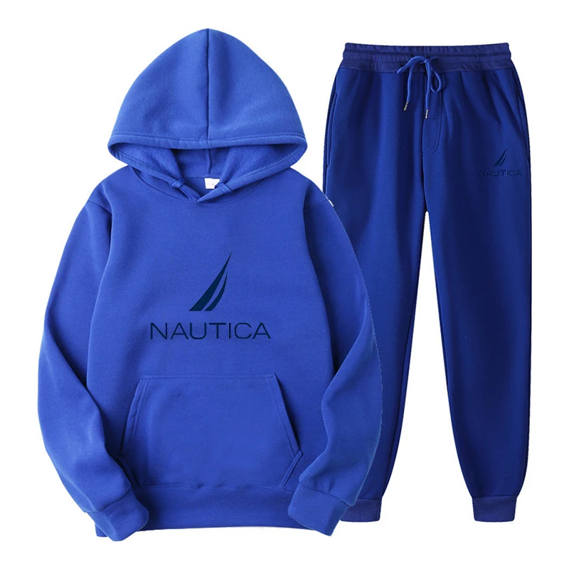 2023 Pakaian Olahraga Cetak NAUTICA Merek Bar Pria 16 Warna Hangat Dua Potong Set Sweatshirt свитшот + Celana Толстовка для бега (art.: 3920c055f7f1b) - 3920c055f7f1b