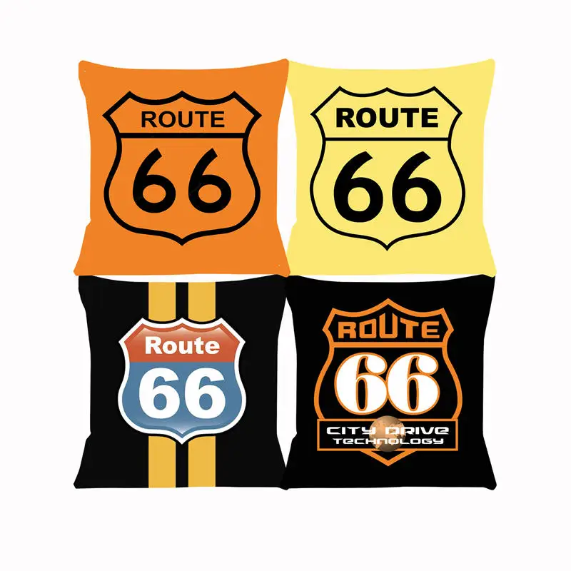 Чехол для диванной подушки Route 66, чехол для диванной подушки, чехол для сиденья, автомобильная декоративная наволочка 45x45 см для дома