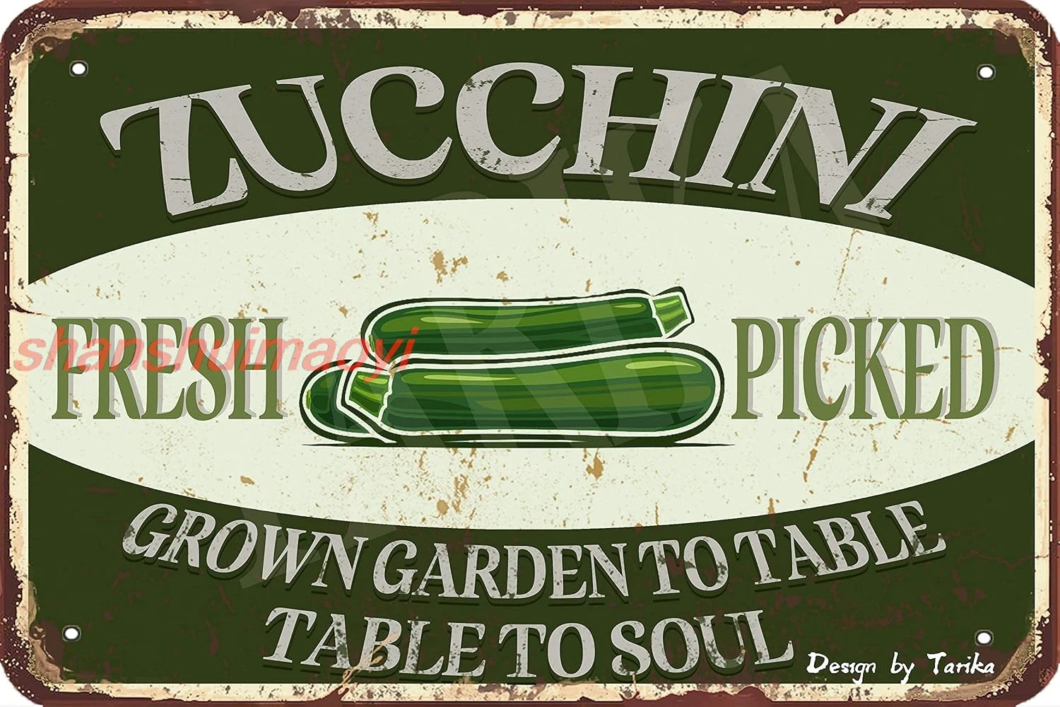 Zucchini Fresh Picked Grown Garden to Table 20X30 см, железное украшение в стиле ретро, знак для дома, кухни, фермы, сада Ga ALI