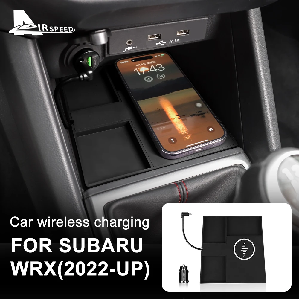 Фото Автомобильное беспроводное зарядное устройство для Subaru WRX 2022 2023 2024 для Iphone Samsung, держатель для зарядки мобильного телефона из ПВХ, быстрая беспроводная плата 15 Вт №2