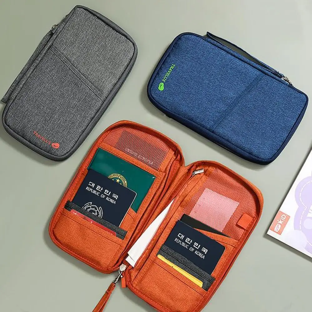 Фото Портативная дорожная сумка для паспорта, RFID-держатель для паспорта в самолете, многофункциональный органайзер для семейных карточек, билетов, унисекс №2