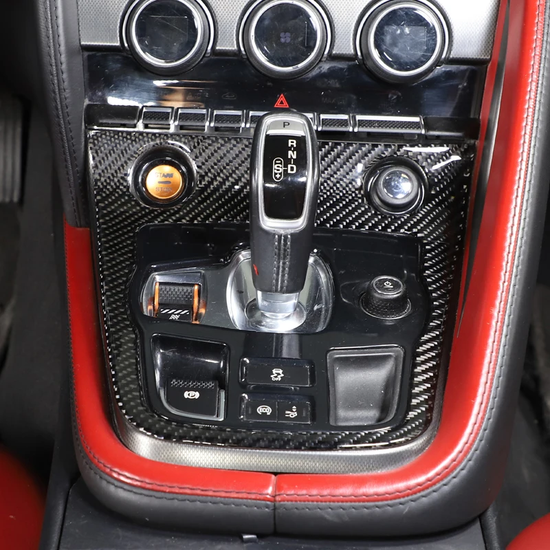 Фото Для Jaguar F-TYPE 2013-2022, мягкая углеродная волоконная Центральная панель управления, рамка, декоративная наклейка, аксессуары для интерьера №4