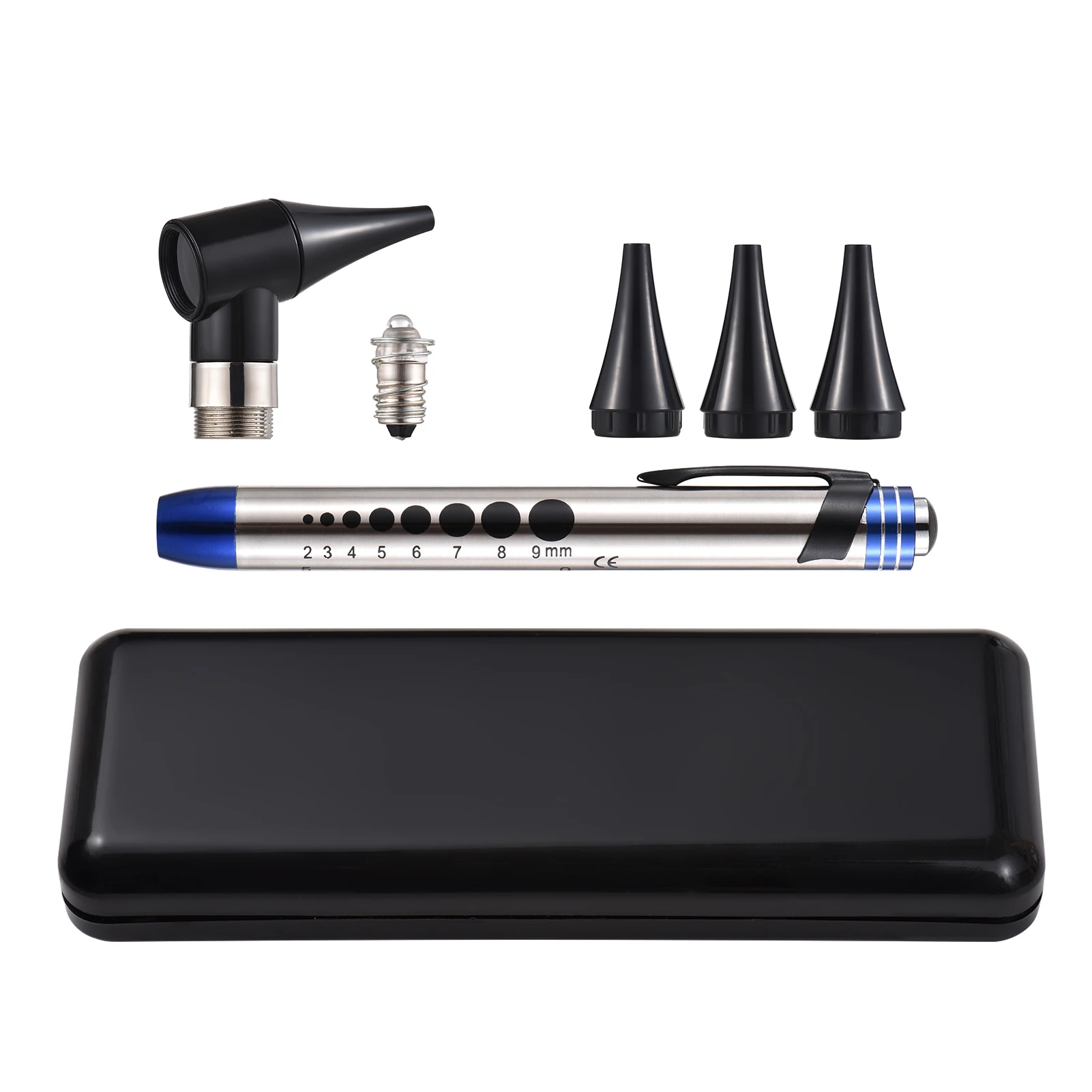 2 in 1 Otoscope Eyes Diagnostic Tool LED Light 4mm Replaceable Ear Tips Handheld Optical Otoscope Ear Diagnostic Supplies