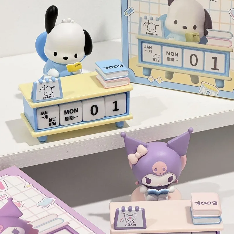 Sanrio Pochacco Kuromi настольный календарь серии Kawaii фигурки модель Коллекционные офисные настольные украшения детские рождественские подарки