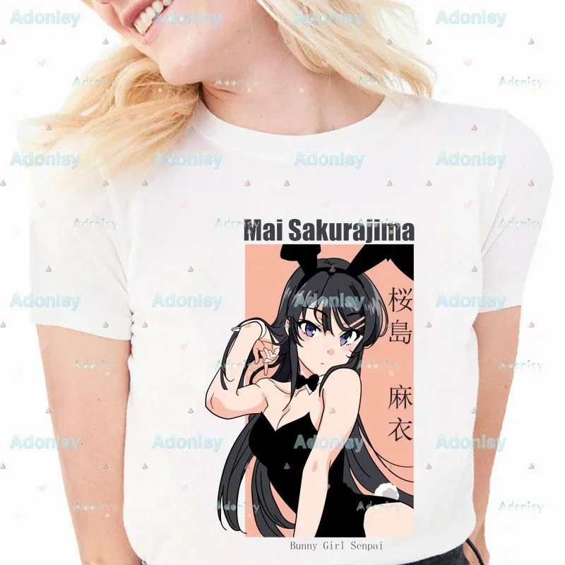 Mai Sakurajima Rascal Does Not Dream of Bunny Girl Одежда Летняя одежда с круглым вырезом и короткими рукавами с принтом Графика Повседневная одежда больших размеров
