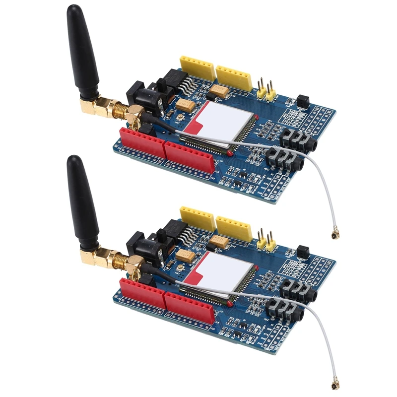 Плата разработки SIM900 GPRS/GSM Shield, модуль четырехдиапазонный с поддержкой SMS и MMS для Arduino, 2 шт.