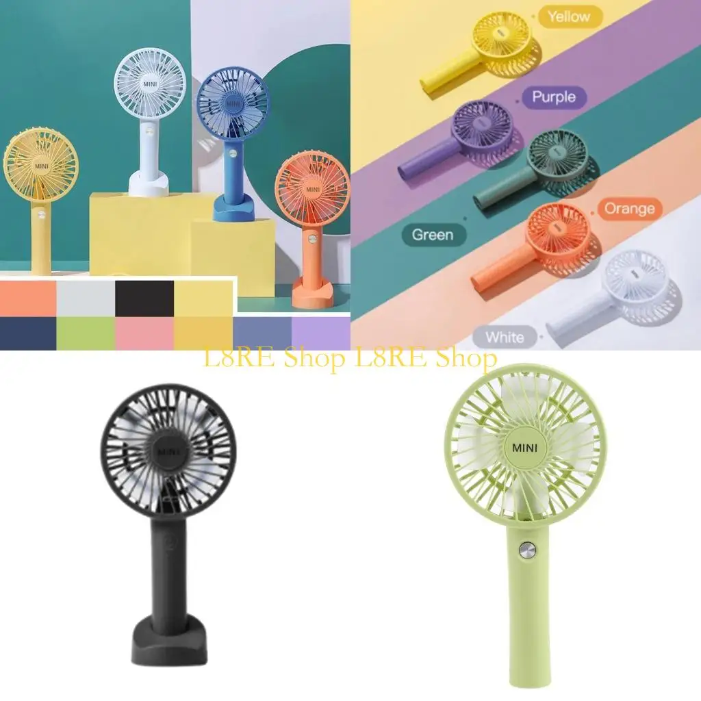 L8RE 1200MAH MINI HINGHELD FAN с базовым USB АДГАРИТЕЛЬНЫЙ 3-ступенчатый личный поклонник для членов семьи для членов семьи.