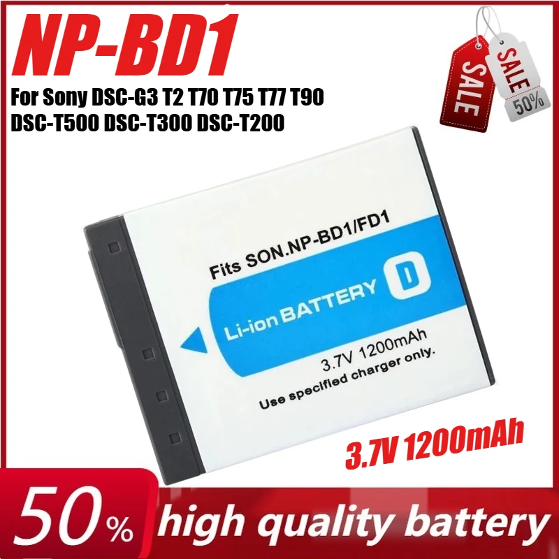 3,7 В 1200 мАч NP-BD1 NP-FD1 Аккумулятор для камеры Sony DSC-G3 T2 T70 T75 T77 T90 DSC-T500 DSC-T300 DSC-T200 + зарядное устройство