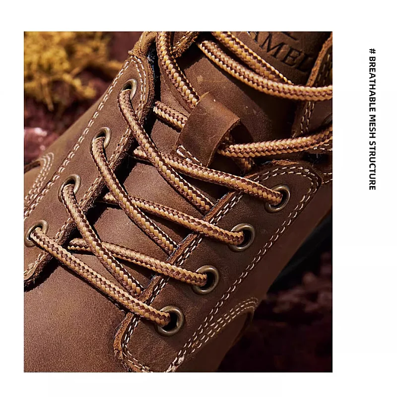 Фото Hard-core походные ботинки GOLDEN CAMEL, модные удобные нескользящие походные ботинки из натуральной кожи на толстой подошве в стиле ретро для мужчин, зимние №5