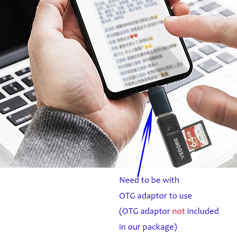 Фото USB3.0 кардридер Мини Размер 2 порт высокоскоростной кардридер Поддержка microSD TF SD карта №5