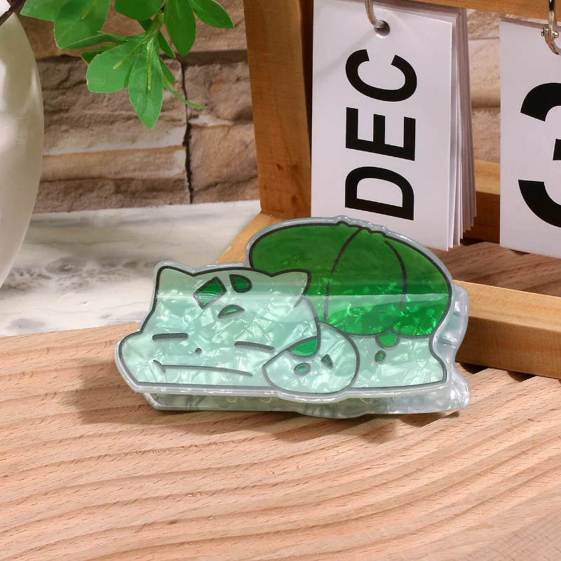 Фото Bulbasaur Chikorita коготь для волос для женщин милая заколка для волос с героями мультфильмов для девочек модная заколка в виде краба для волос женские элегантные аксессуары на голову №3