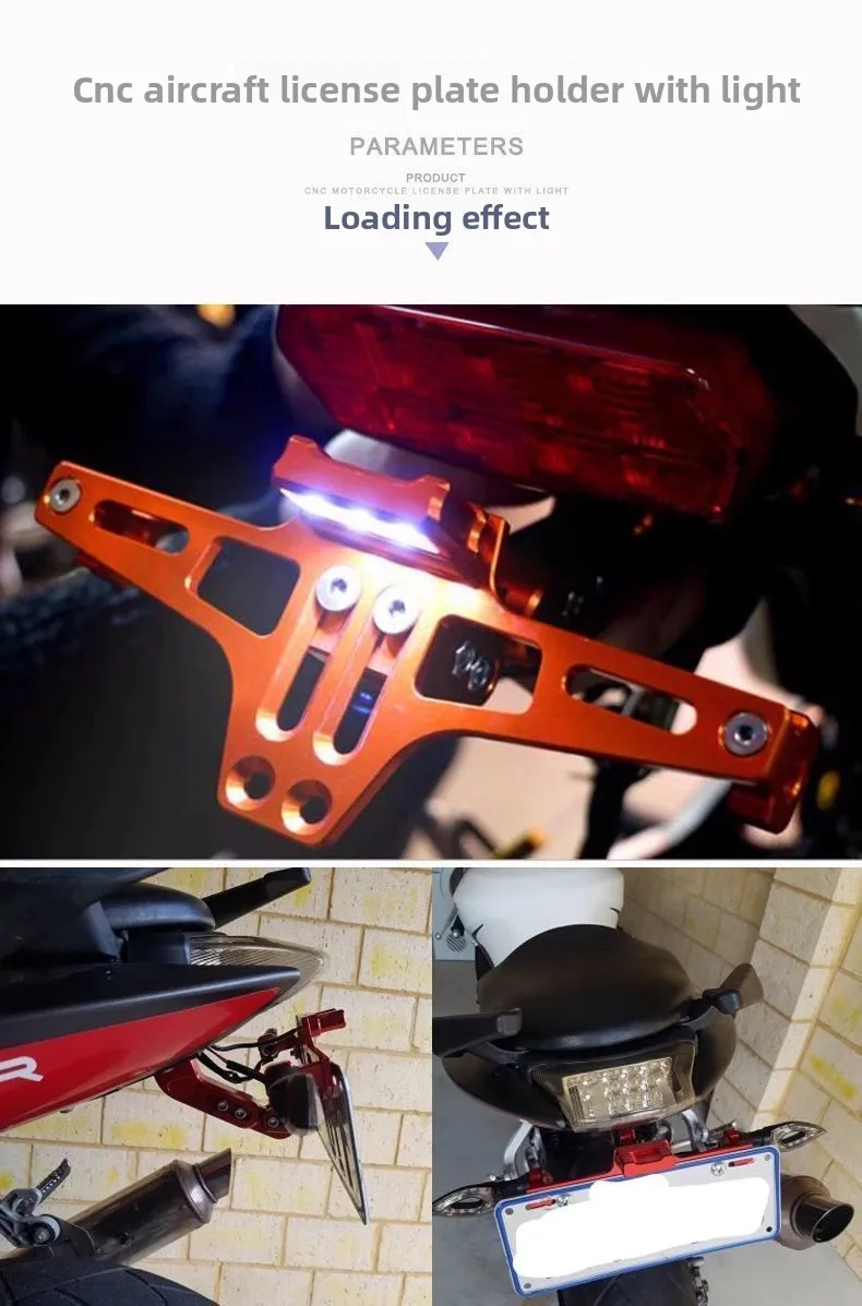 Фото Для KTM 250 Duke 125 200 390 790 990 1190 подставка для номерного знака мотоцикла, светодиодная подставка для заднего указателя поворота, регулируемая с ЧПУ №4