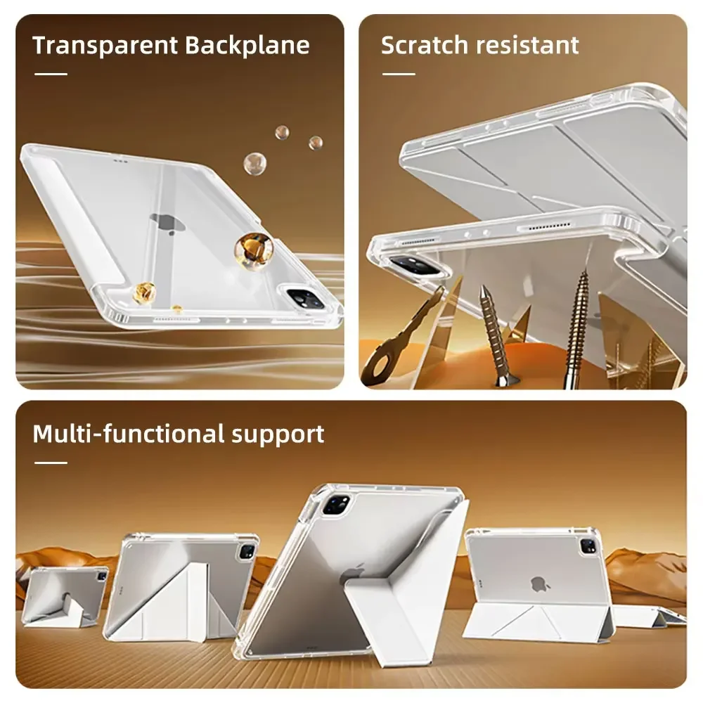 Фото Для iPad Pro 5/6-го поколения 11 дюймов M3/M4/9,7 дюйма 2020-2025, Air 1/2, Mini 6/7, 10/11-го поколения 2022-2025 — ультратонкий складной мягкий чехол 3-в-1 №3