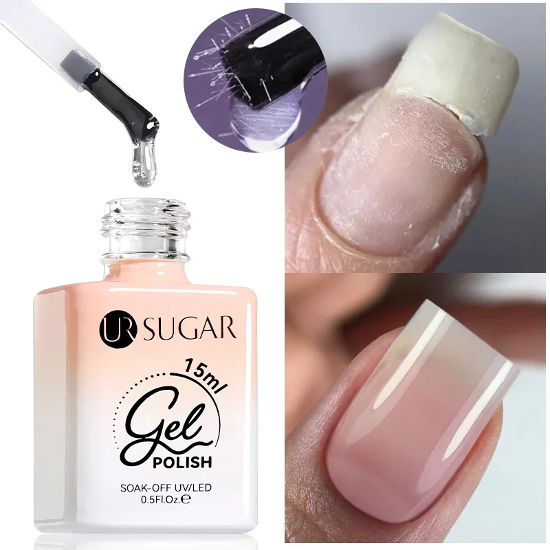 UR SUGAR 7/15 мл прозрачное волокно, резиновая основа, гель, полуперманентный гель, ремонт сломанных ногтей, строительный гель из стекловолокна, маникюр