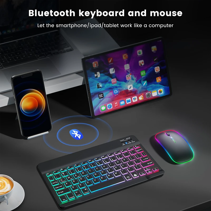 Фото Поп-клавиатура и мышь Bluetooth для IPad Xiaomi Samsung Huawei Phone Tablet Тонкая мини-беспроводная клавиатура для Android IOS Windows №2